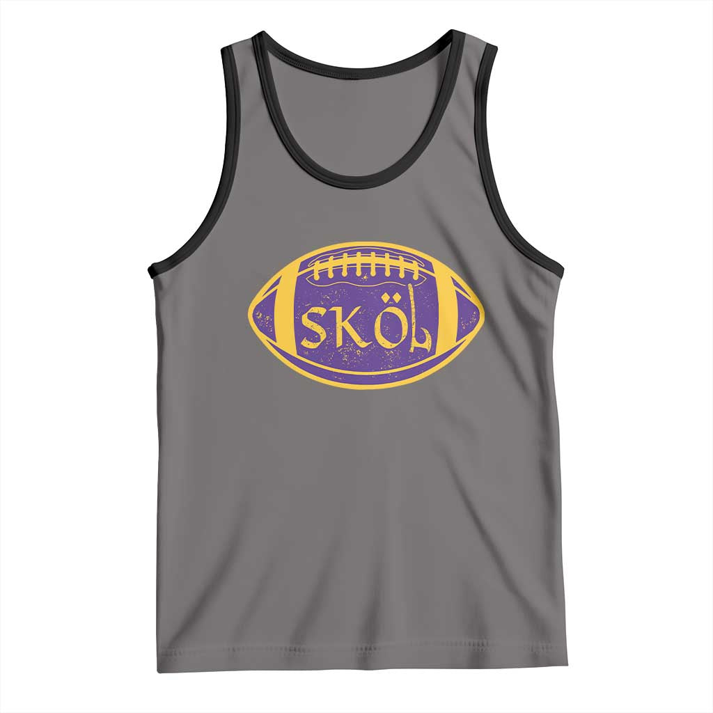 Skol Football Tank Top Retro Nordic Scandinavian Warrior Axe VF TS10 Deep Heather Black Print Your Wear