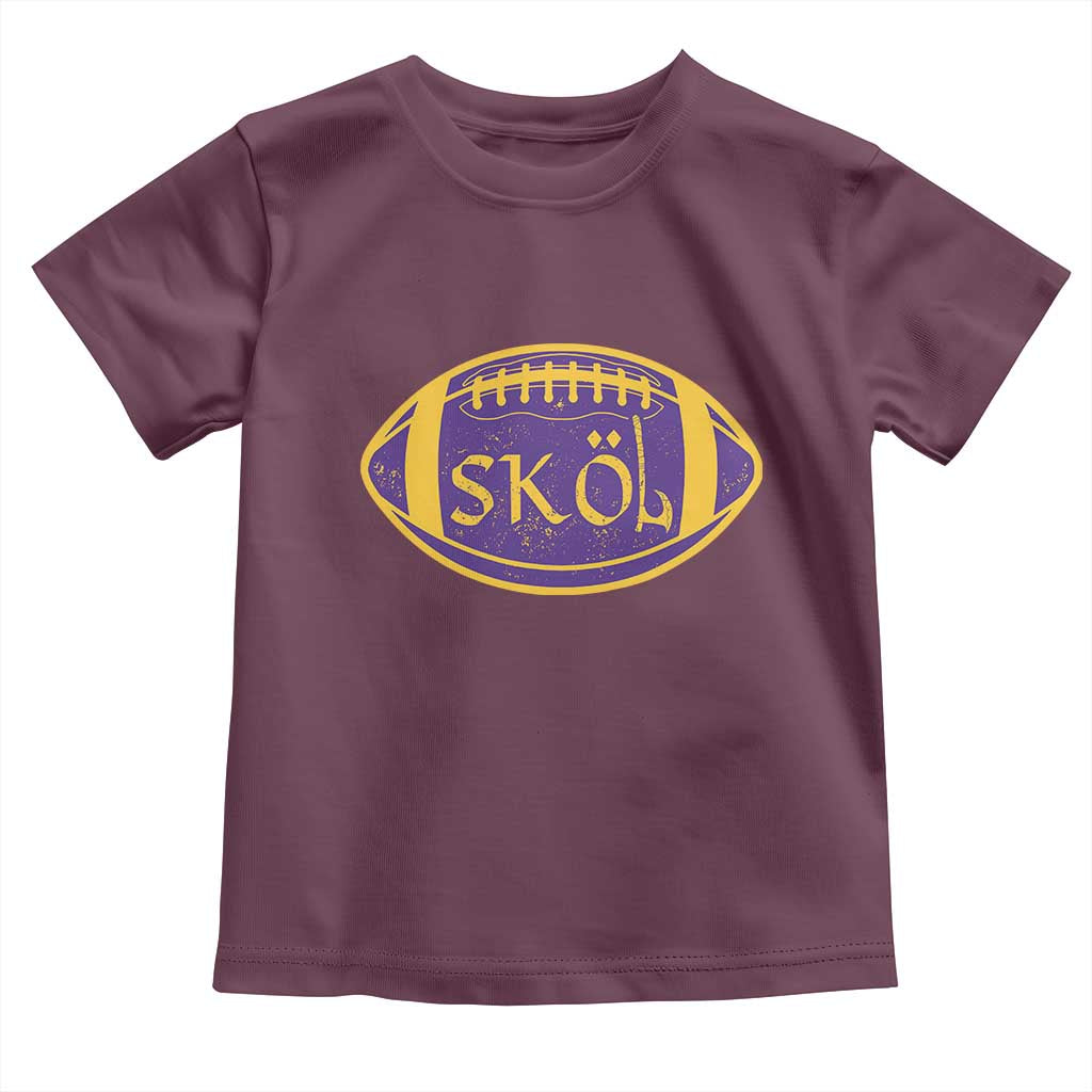 Skol Football Toddler T Shirt Retro Nordic Scandinavian Warrior Vikings Axe TS10 Maroon Print Your Wear