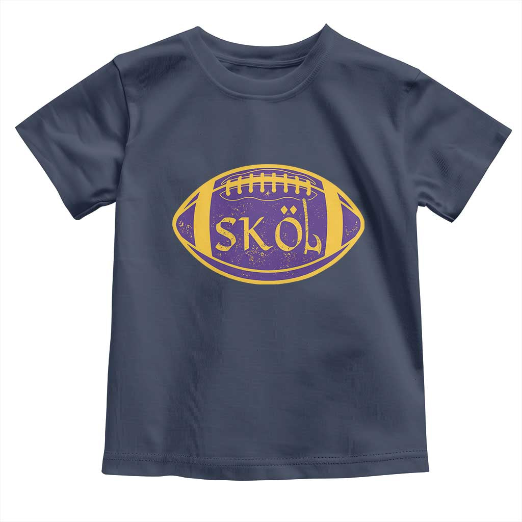 Skol Football Toddler T Shirt Retro Nordic Scandinavian Warrior Vikings Axe TS10 Navy Print Your Wear