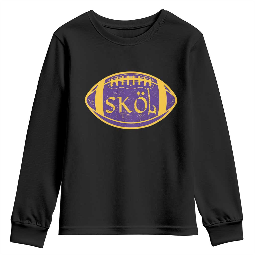 Skol Football Youth Sweatshirt Retro Nordic Scandinavian Warrior Vikings Axe TS10 Black Print Your Wear