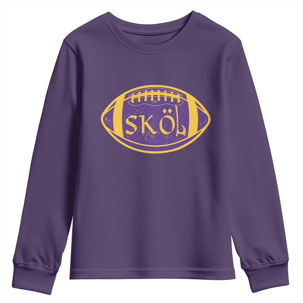 Skol Football Youth Sweatshirt Retro Nordic Scandinavian Warrior Vikings Axe TS10 Purple Print Your Wear
