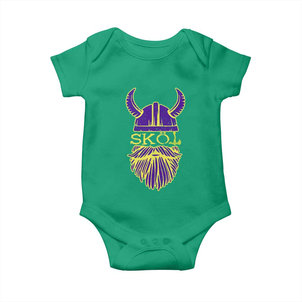 Skol Nordic Scandinavian Warrior Helmet Baby Onesie Retro Football Sports Fan MFV TS10 Irish Green Print Your Wear
