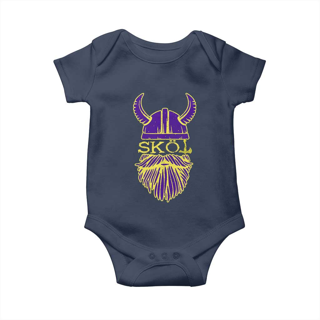 Skol Nordic Scandinavian Warrior Helmet Baby Onesie Retro Football Sports Fan MFV TS10 Navy Print Your Wear