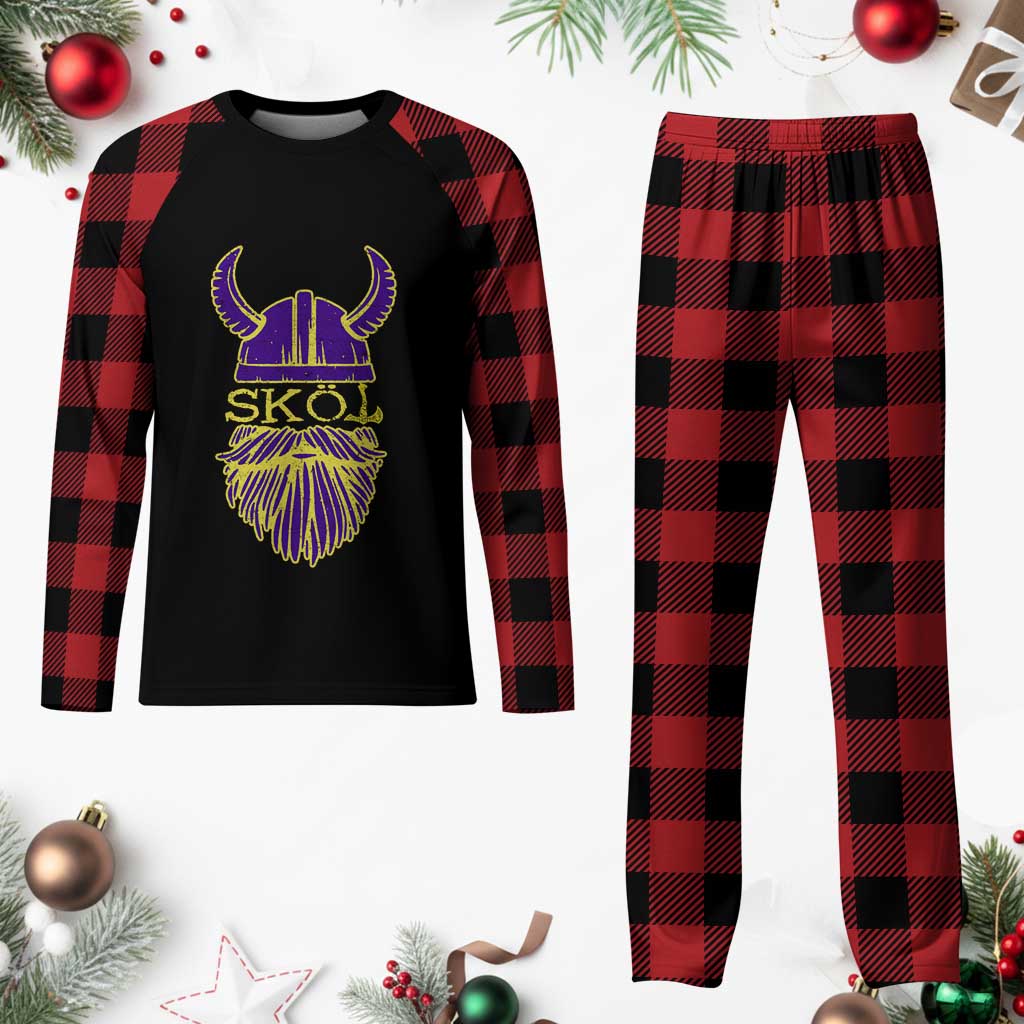 Skol Nordic Scandinavian Warrior Helmet Plaid Pajama Set Retro Football Sports Fan MFV TS10 Buffalo Plaid Print Your Wear