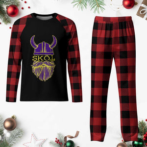 Skol Nordic Scandinavian Warrior Helmet Plaid Pajama Set Retro Football Sports Fan MFV TS10 Buffalo Plaid Print Your Wear