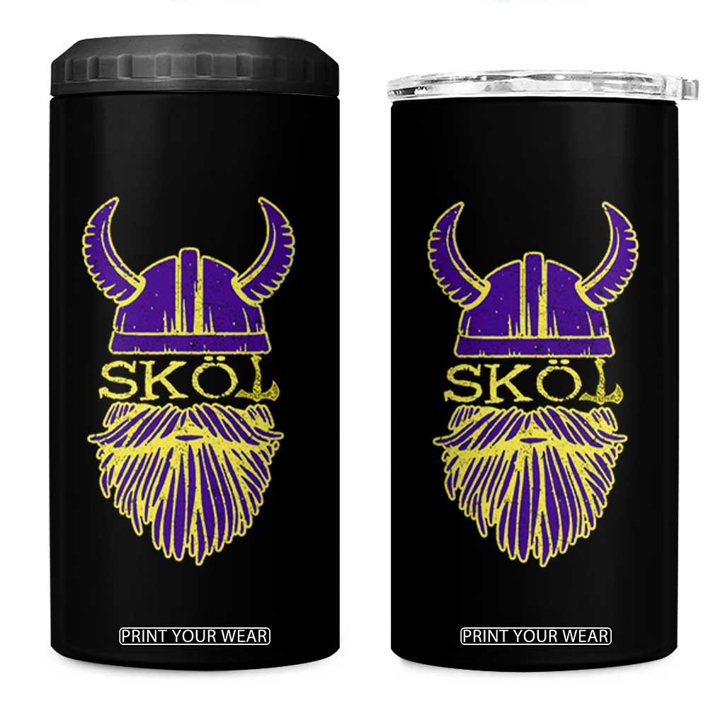 Skol Nordic Scandinavian Warrior Helmet 4 in 1 Can Cooler Tumbler Retro Football Sports Fan MFV TS10 One Size: 16 oz Black Print Your Wear