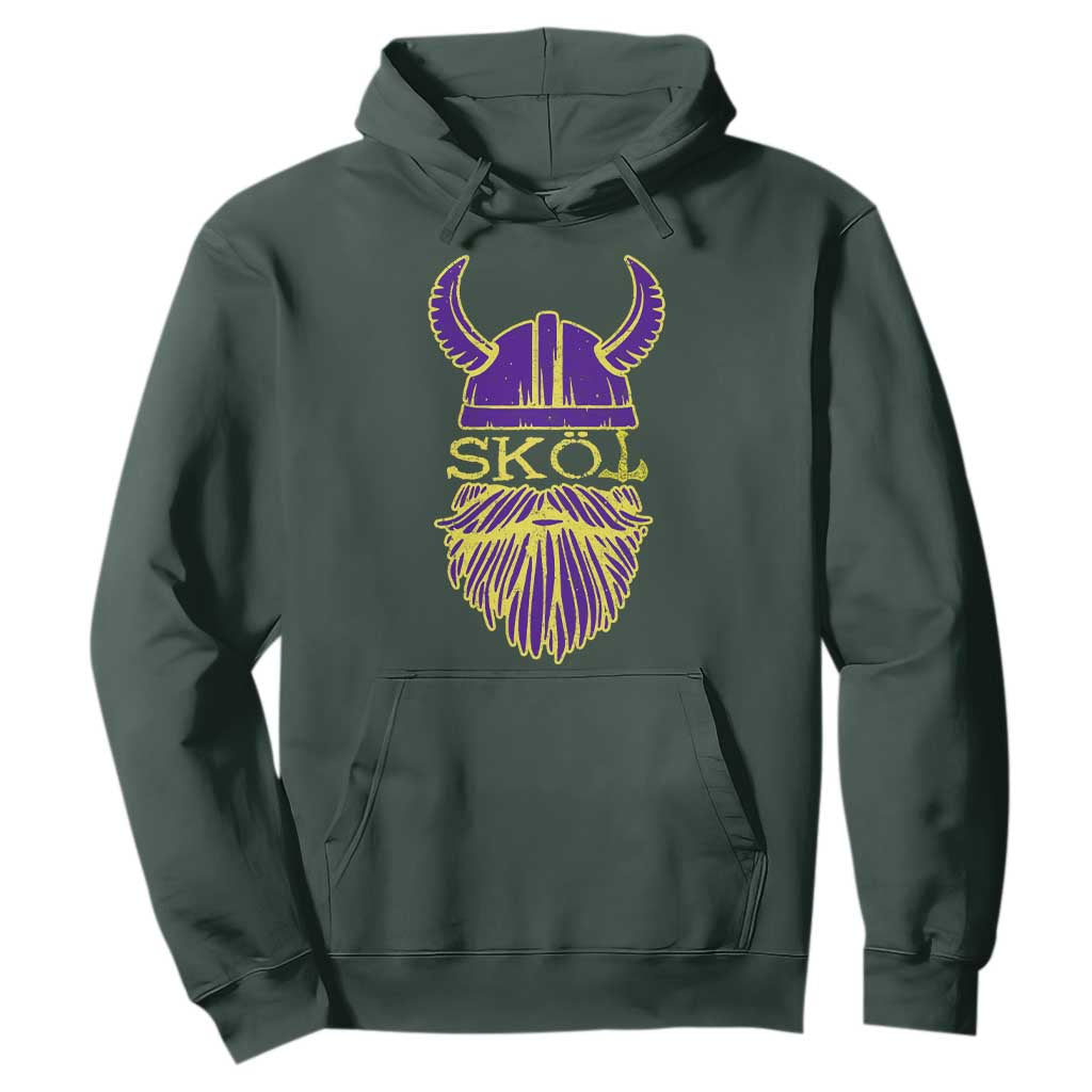 Skol Nordic Scandinavian Warrior Helmet Hoodie Retro Football Sports Fan MFV TS10 Dark Forest Green Print Your Wear