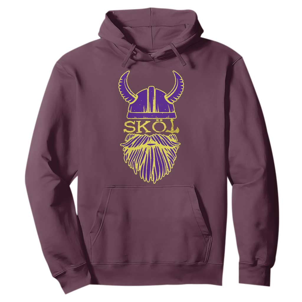 Skol Nordic Scandinavian Warrior Helmet Hoodie Retro Football Sports Fan MFV TS10 Maroon Print Your Wear