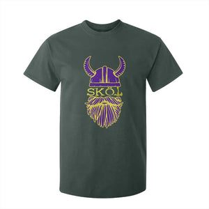 Skol Nordic Scandinavian Warrior Helmet T Shirt For Kid Retro Football Sports Fan MFV TS10 Dark Forest Green Print Your Wear