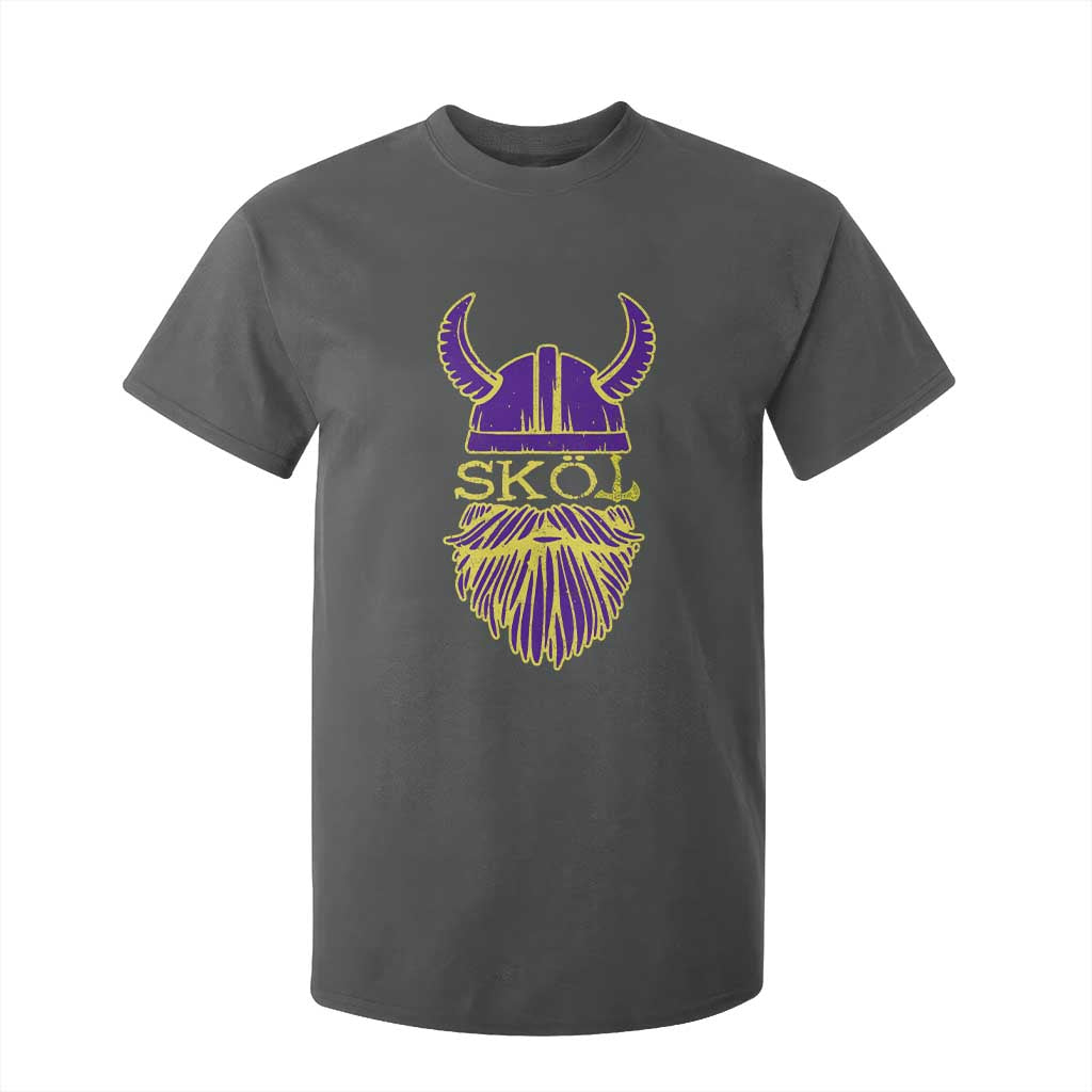 Skol Nordic Scandinavian Warrior Helmet T Shirt For Kid Retro Football Sports Fan MFV TS10 Dark Heather Print Your Wear