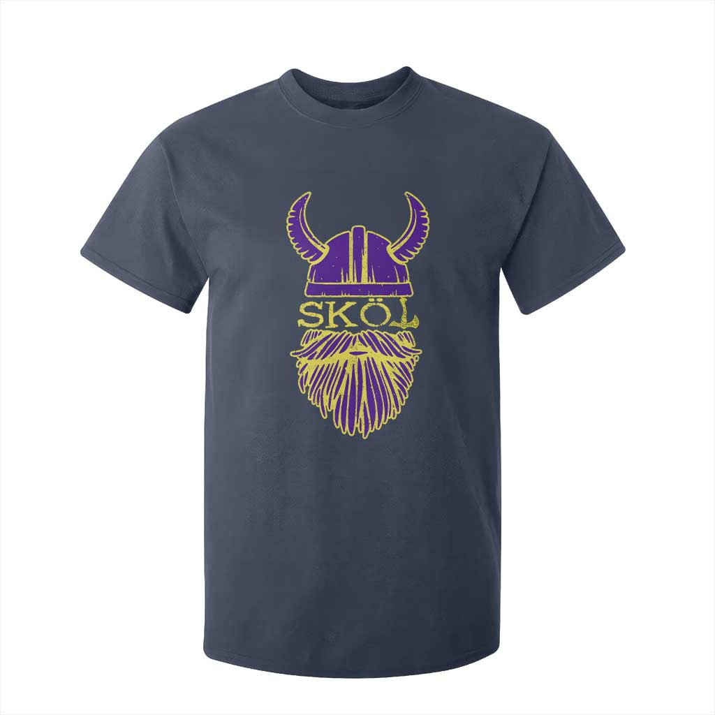 Skol Nordic Scandinavian Warrior Helmet T Shirt For Kid Retro Football Sports Fan MFV TS10 Navy Print Your Wear