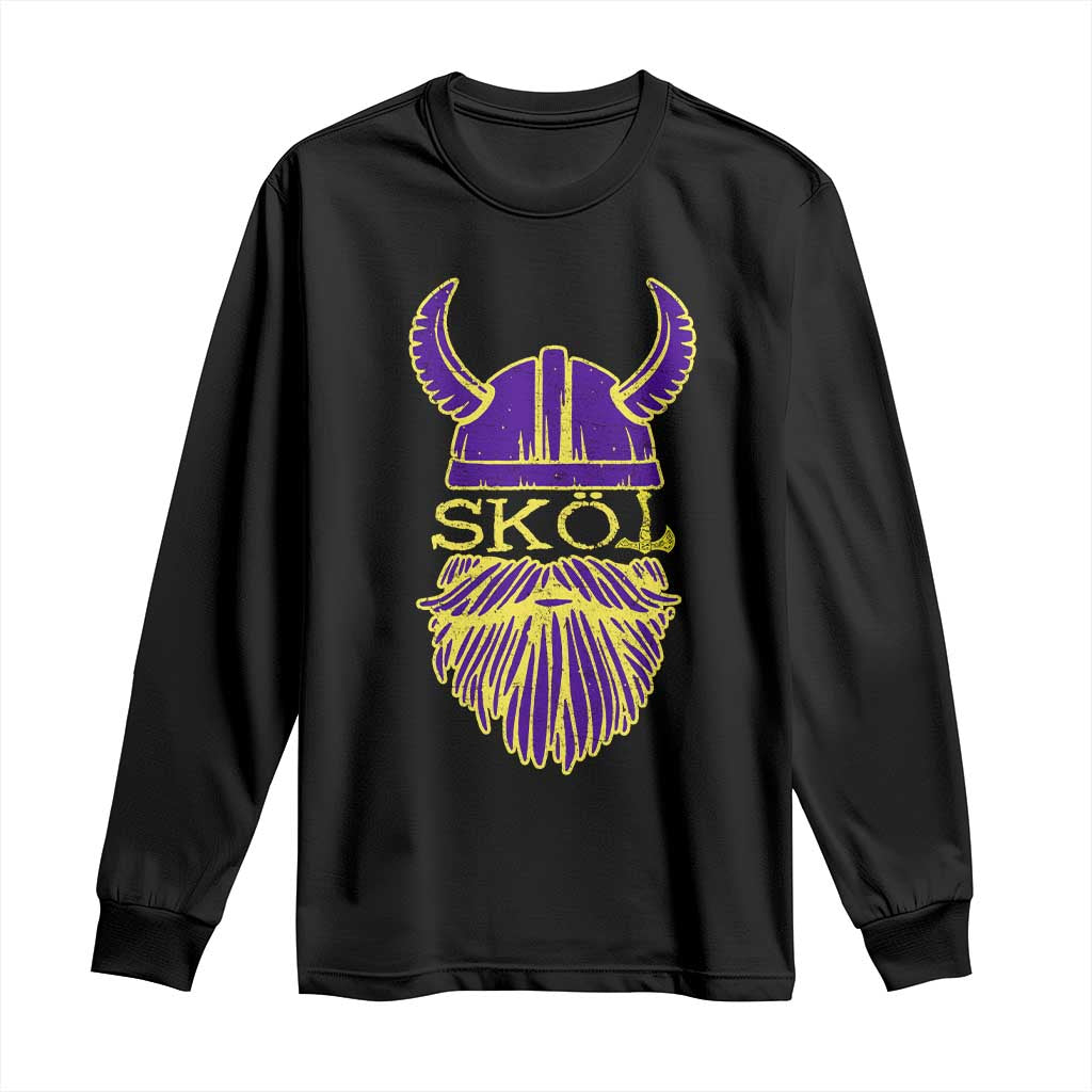 Skol Nordic Scandinavian Warrior Helmet Long Sleeve Shirt Retro Football Sports Fan MFV TS10 Black Print Your Wear
