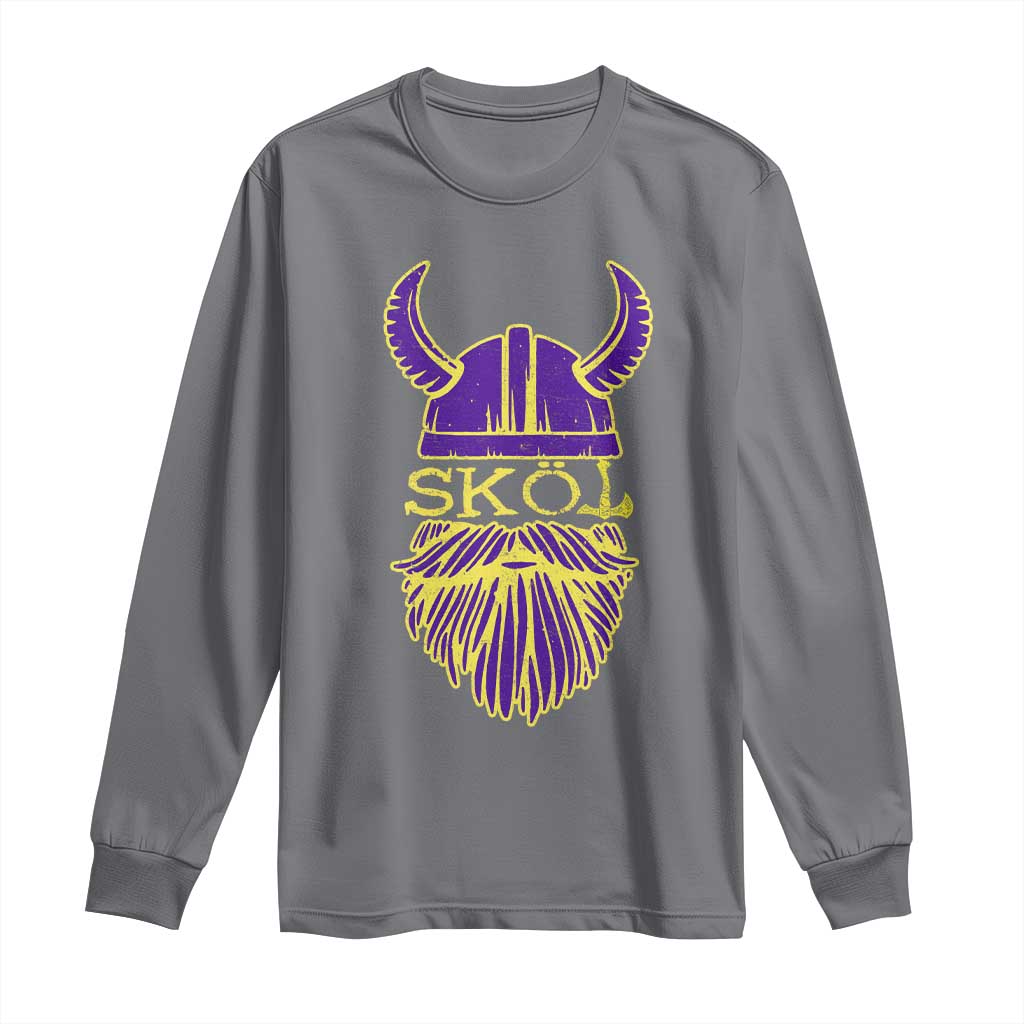 Skol Nordic Scandinavian Warrior Helmet Long Sleeve Shirt Retro Football Sports Fan MFV TS10 Charcoal Print Your Wear