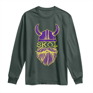 Skol Nordic Scandinavian Warrior Helmet Long Sleeve Shirt Retro Football Sports Fan MFV TS10 Dark Forest Green Print Your Wear