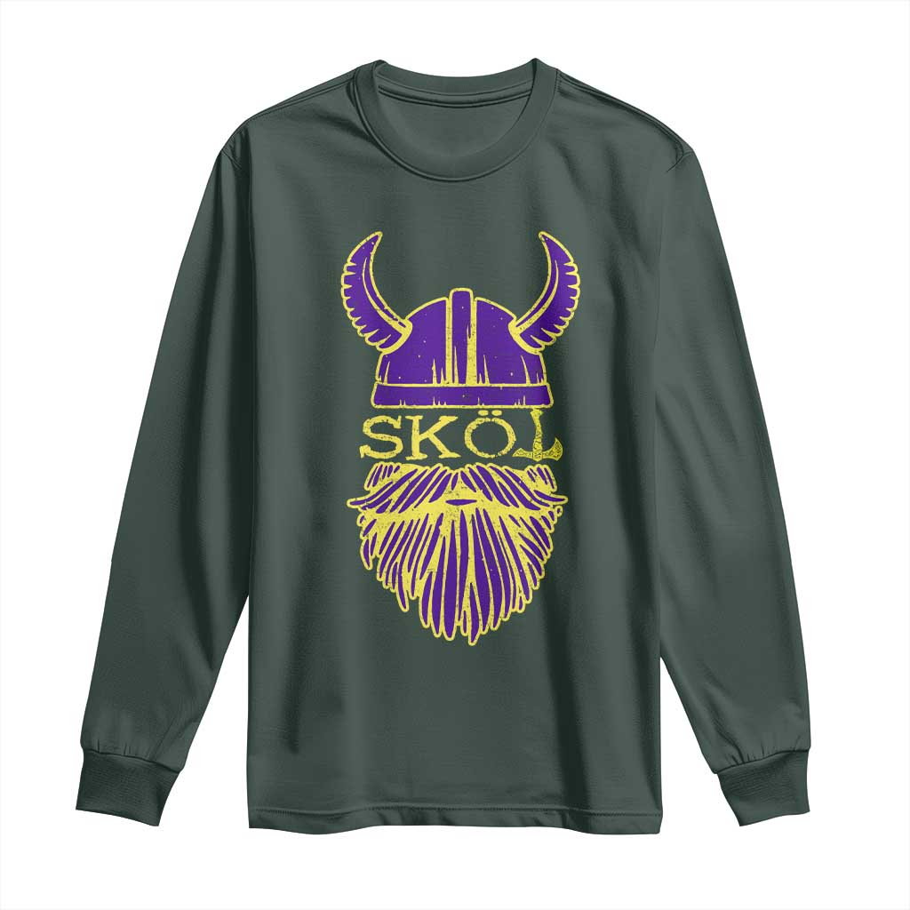 Skol Nordic Scandinavian Warrior Viking Helmet Long Sleeve Shirt TS10 Dark Forest Green Print Your Wear