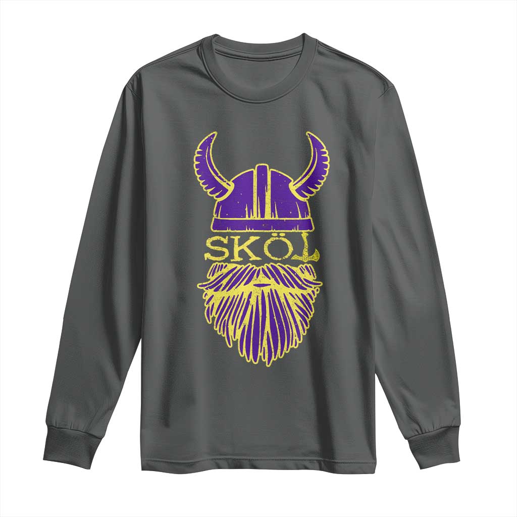 Skol Nordic Scandinavian Warrior Helmet Long Sleeve Shirt Retro Football Sports Fan MFV TS10 Dark Heather Print Your Wear