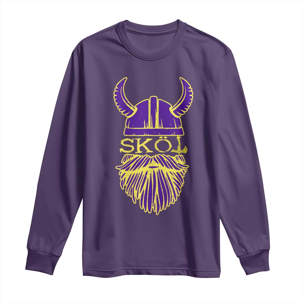 Skol Nordic Scandinavian Warrior Viking Helmet Long Sleeve Shirt TS10 Purple Print Your Wear