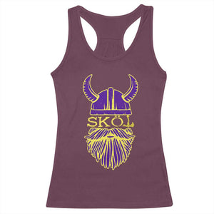 Skol Nordic Scandinavian Warrior Viking Helmet Racerback Tank Top TS10 Maroon Print Your Wear