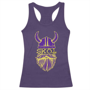Skol Nordic Scandinavian Warrior Helmet Racerback Tank Top Retro Football Sports Fan MFV TS10 Purple Print Your Wear