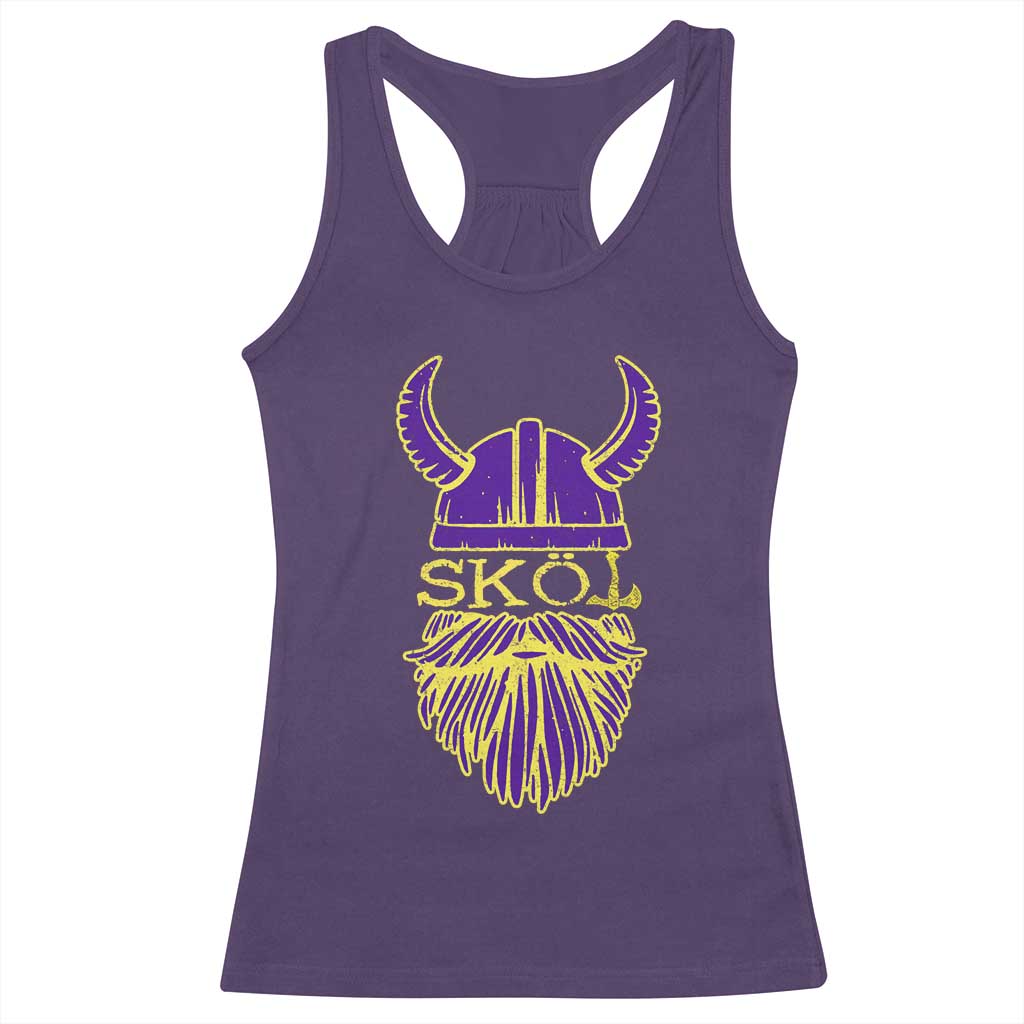 Skol Nordic Scandinavian Warrior Viking Helmet Racerback Tank Top TS10 Purple Print Your Wear