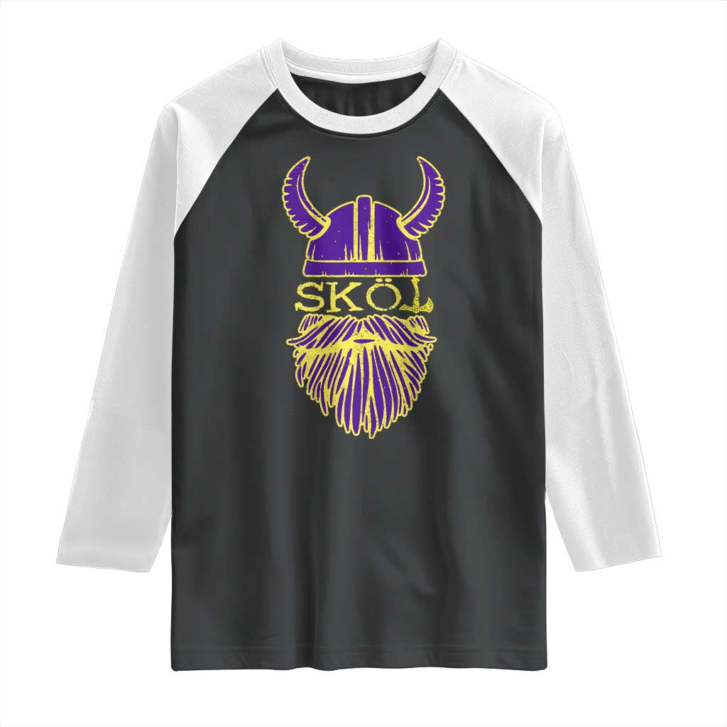 Skol Nordic Scandinavian Warrior Helmet Raglan Shirt Retro Football Sports Fan MFV TS10 Black White Print Your Wear