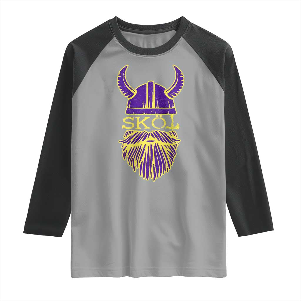 Skol Nordic Scandinavian Warrior Helmet Raglan Shirt Retro Football Sports Fan MFV TS10 Sport Gray Black Print Your Wear