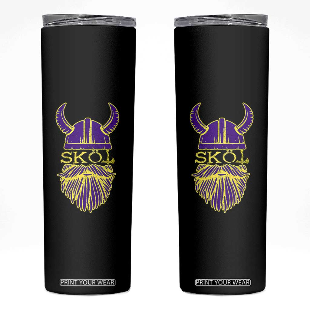 Skol Nordic Scandinavian Warrior Helmet Skinny Tumbler Retro Football Sports Fan MFV TS10 Black Print Your Wear
