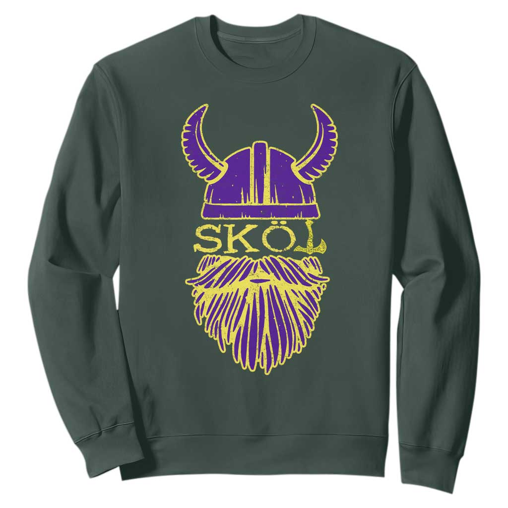 Skol Nordic Scandinavian Warrior Viking Helmet Sweatshirt TS10 Dark Forest Green Print Your Wear
