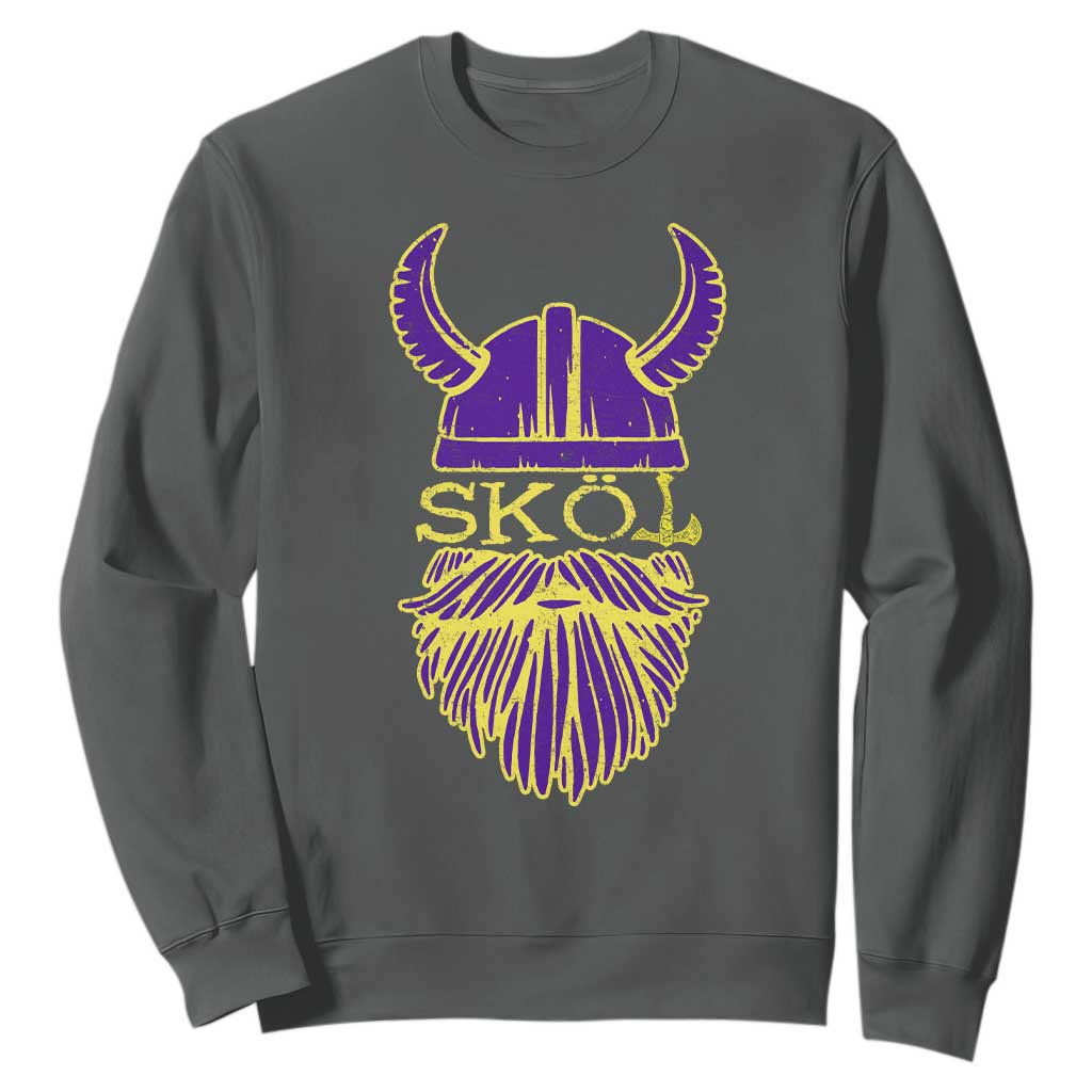 Skol Nordic Scandinavian Warrior Viking Helmet Sweatshirt TS10 Dark Heather Print Your Wear
