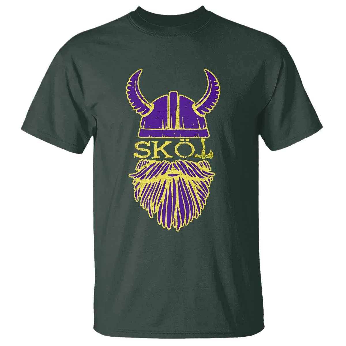 Skol Nordic Scandinavian Warrior Helmet T Shirt Retro Football Sports Fan MFV TS10 Dark Forest Green Print Your Wear