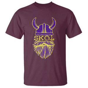 Skol Nordic Scandinavian Warrior Helmet T Shirt Retro Football Sports Fan MFV TS10 Maroon Print Your Wear