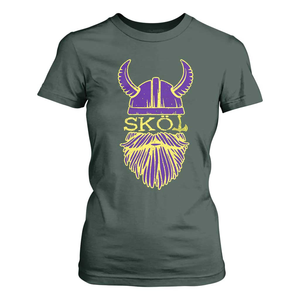Skol Nordic Scandinavian Warrior Viking Helmet T Shirt For Women TS10 Dark Forest Green Print Your Wear
