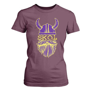Skol Nordic Scandinavian Warrior Helmet T Shirt For Women Retro Football Sports Fan MFV TS10 Maroon Print Your Wear