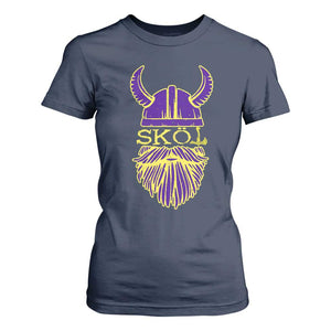 Skol Nordic Scandinavian Warrior Helmet T Shirt For Women Retro Football Sports Fan MFV TS10 Navy Print Your Wear