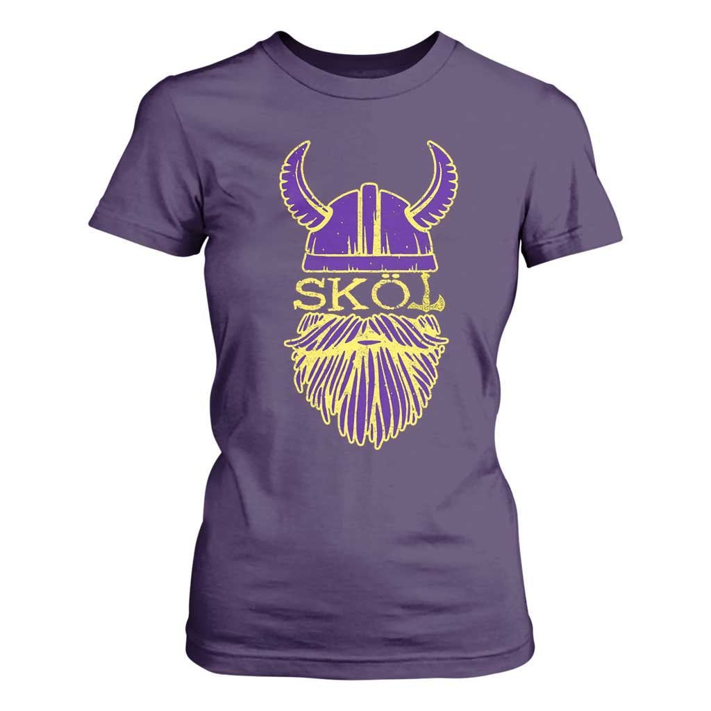 Skol Nordic Scandinavian Warrior Viking Helmet T Shirt For Women TS10 Purple Print Your Wear