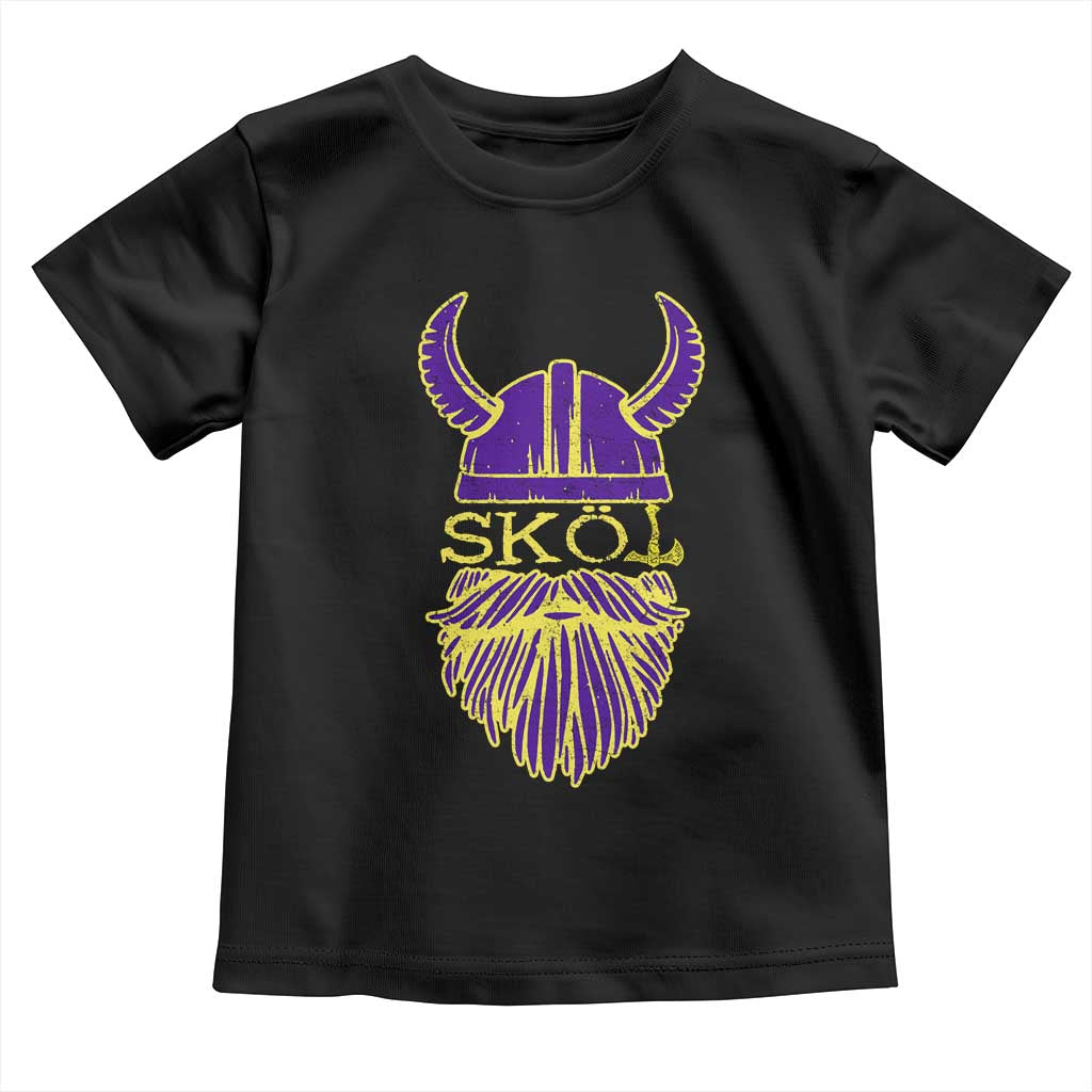 Skol Nordic Scandinavian Warrior Helmet Toddler T Shirt Retro Football Sports Fan MFV TS10 Black Print Your Wear