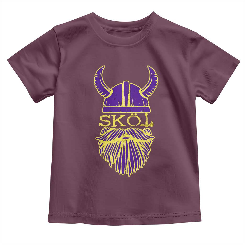 Skol Nordic Scandinavian Warrior Helmet Toddler T Shirt Retro Football Sports Fan MFV TS10 Maroon Print Your Wear