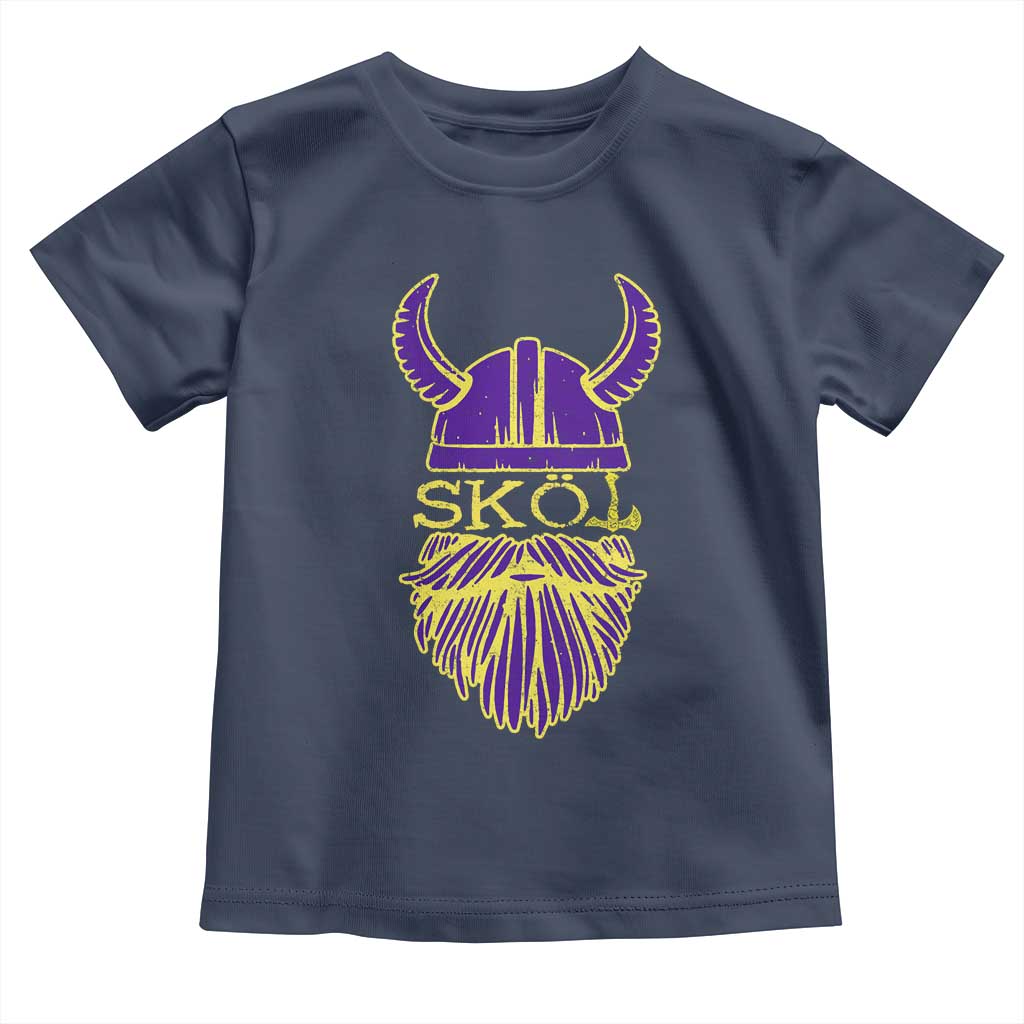 Skol Nordic Scandinavian Warrior Helmet Toddler T Shirt Retro Football Sports Fan MFV TS10 Navy Print Your Wear