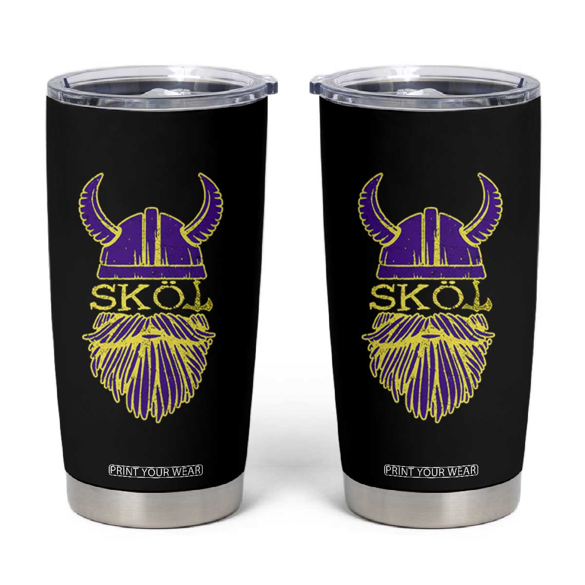Skol Nordic Scandinavian Warrior Helmet Tumbler Cup Retro Football Sports Fan MFV TS10 Black Print Your Wear