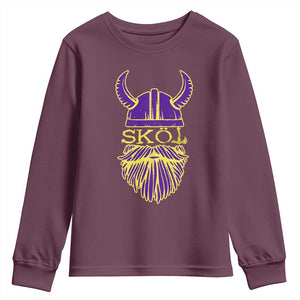 Skol Nordic Scandinavian Warrior Viking Helmet Youth Sweatshirt TS10 Maroon Print Your Wear