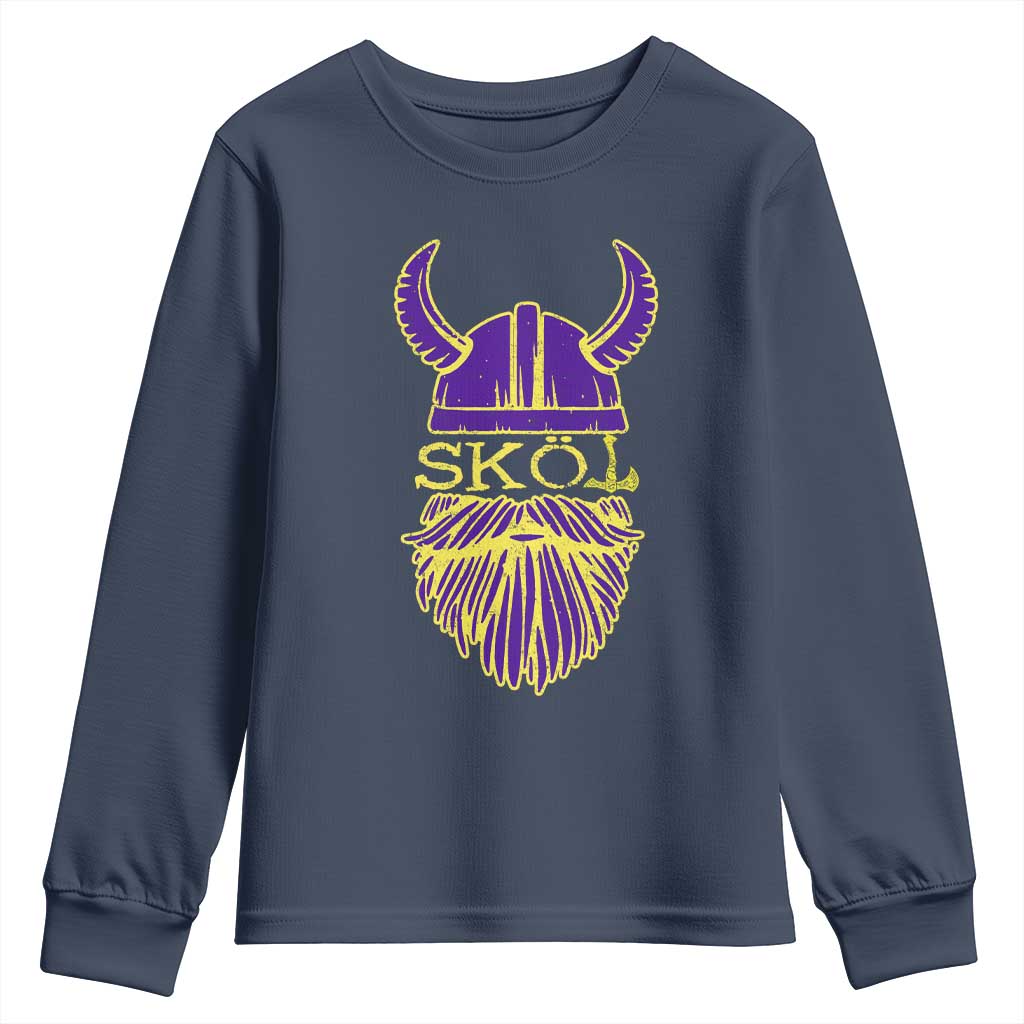 Skol Nordic Scandinavian Warrior Viking Helmet Youth Sweatshirt TS10 Navy Print Your Wear