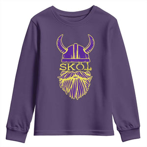 Skol Nordic Scandinavian Warrior Helmet Youth Sweatshirt Retro Football Sports Fan MFV TS10 Purple Print Your Wear