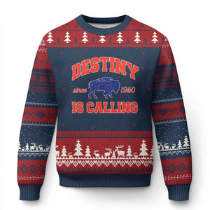BFB Game Day Ugly Christmas Sweater Vintage Destiny is Calling Victory Monday TS10 Navy Red Print Your Wear