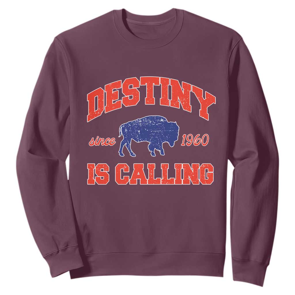 Buffalo Fan Sweatshirt Vintage Destiny is Calling Victory Monday TS10 Maroon Print Your Wear