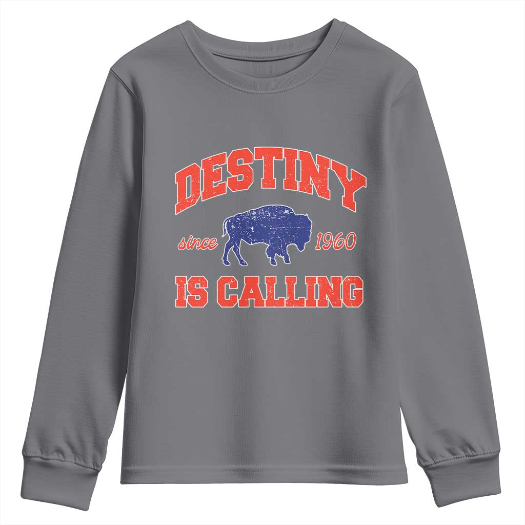 Buffalo Fan Youth Sweatshirt Vintage Destiny is Calling Victory Monday TS10 Charcoal Print Your Wear