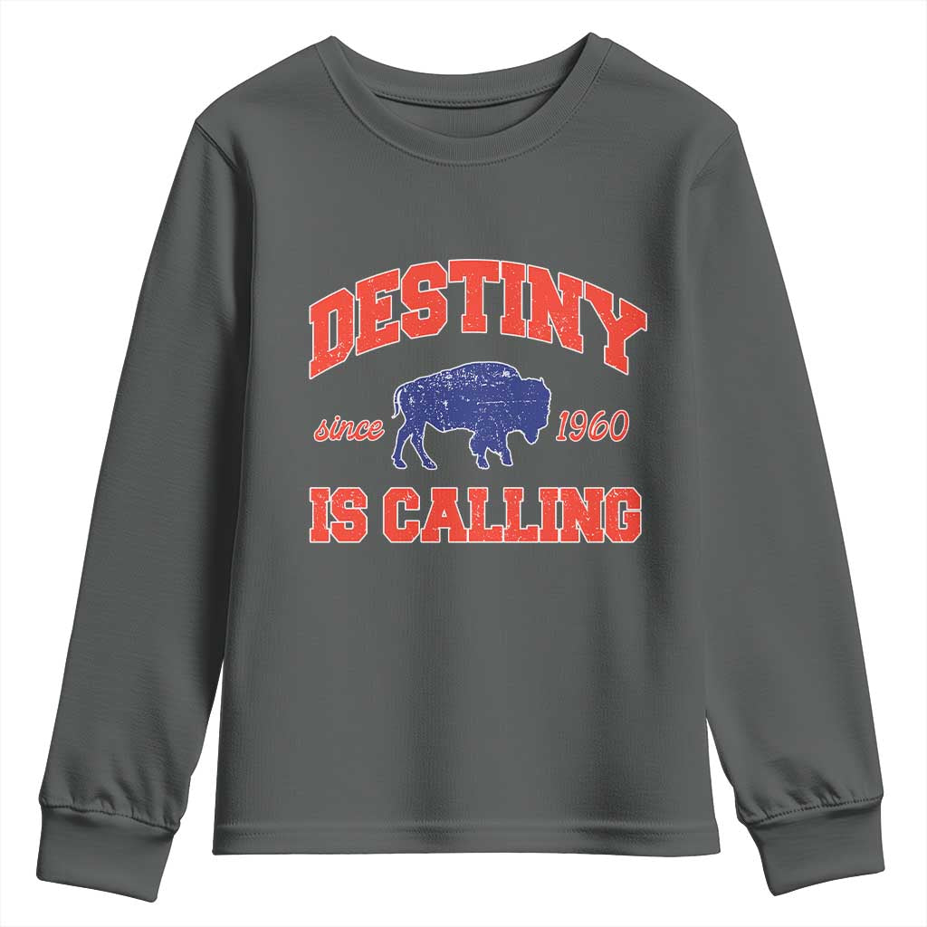 Buffalo Fan Youth Sweatshirt Vintage Destiny is Calling Victory Monday TS10 Dark Heather Print Your Wear
