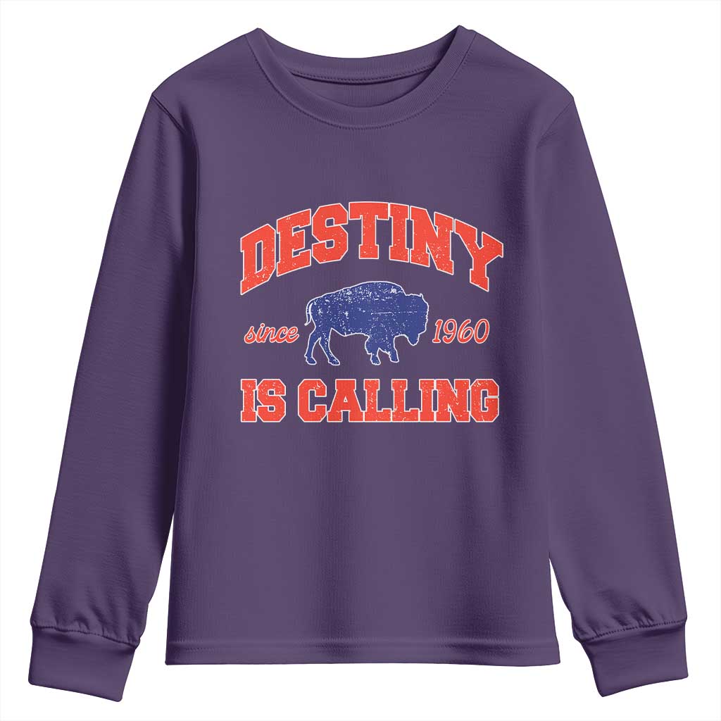 Buffalo Fan Youth Sweatshirt Vintage Destiny is Calling Victory Monday TS10 Purple Print Your Wear