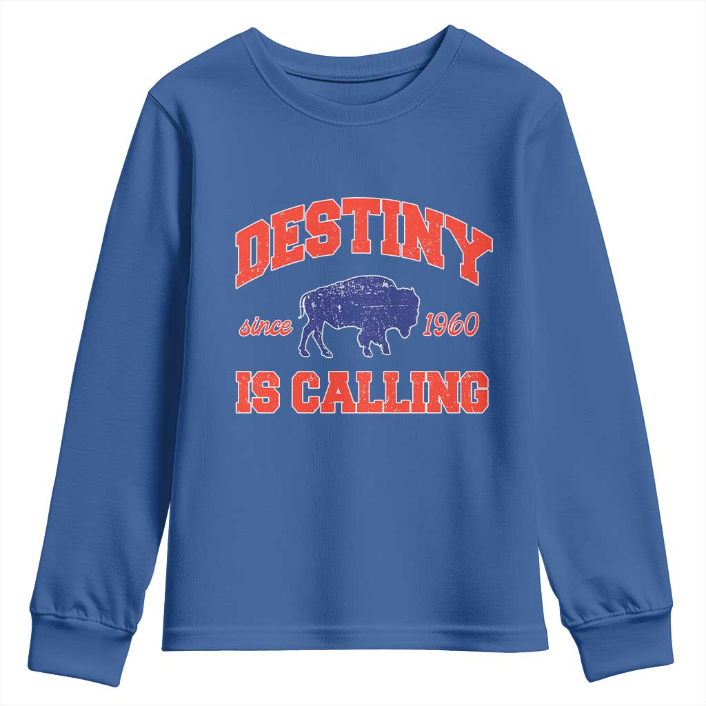 Buffalo Fan Youth Sweatshirt Vintage Destiny is Calling Victory Monday TS10 Royal Blue Print Your Wear
