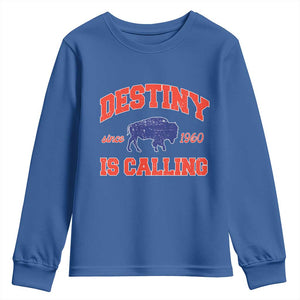 Buffalo Fan Youth Sweatshirt Vintage Destiny is Calling Victory Monday TS10 Royal Blue Print Your Wear