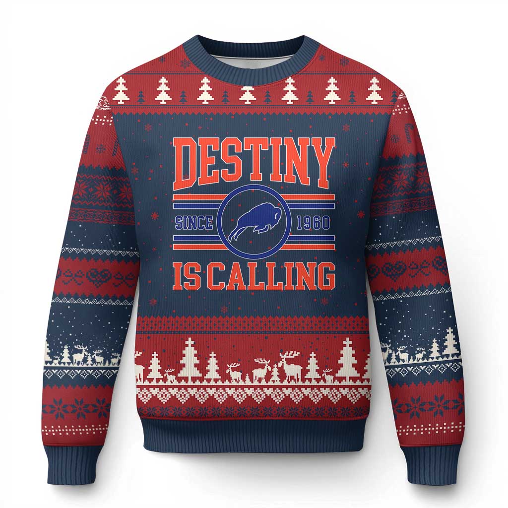 Buffalo Football Ugly Christmas Sweater Funny Vintage 90s Bills Fan TS10 Navy Red Print Your Wear